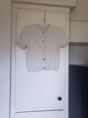 GU Cream Sweater with Gold Buttons Size Medium